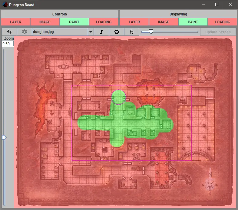 Example image of Dungeon Board controls