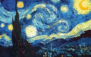 Starry Night image recreated with triangles